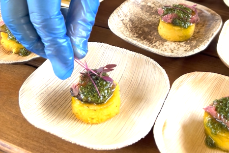 Longhorn Sirloin Arepa canapés from elmore estate wedding fair