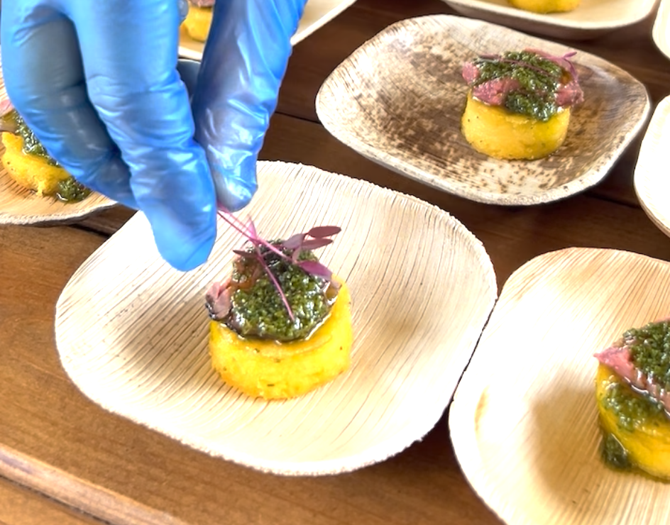 Longhorn Sirloin Arepa canapés from elmore estate wedding fair